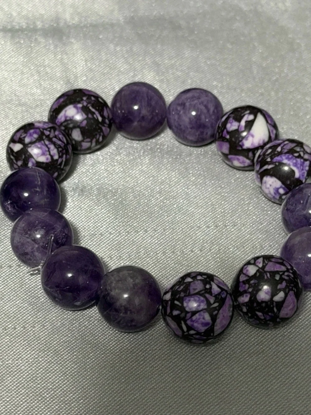 Handmade Purple Stone Chunky Beaded Stretch Bracelet for Women